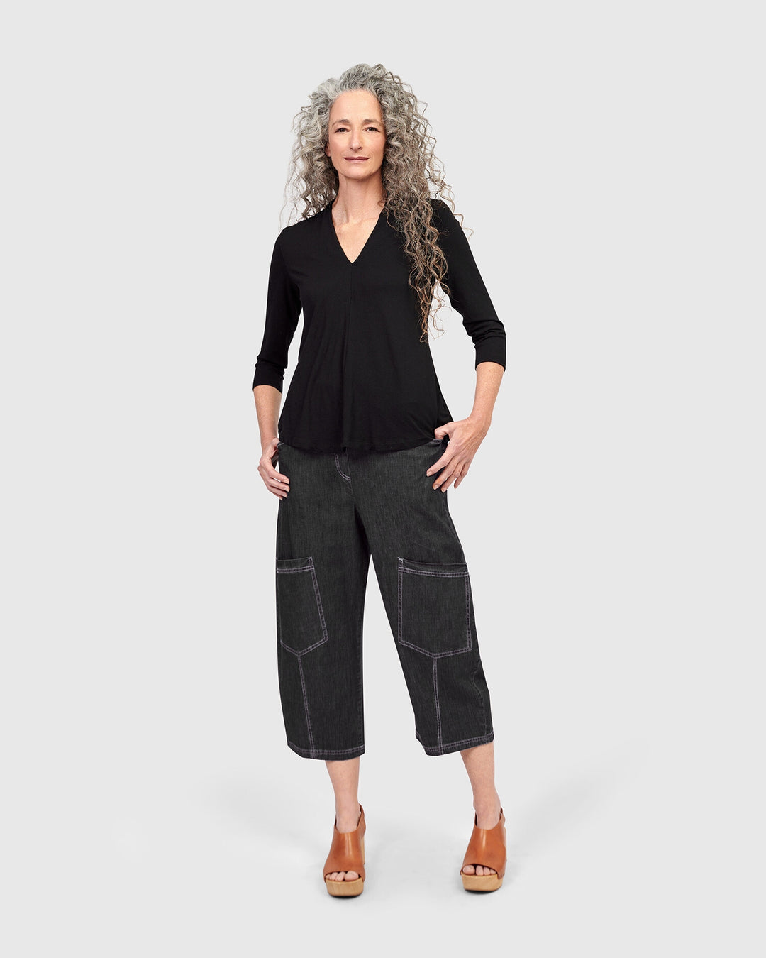 Palma Capri Pants, Black Denim