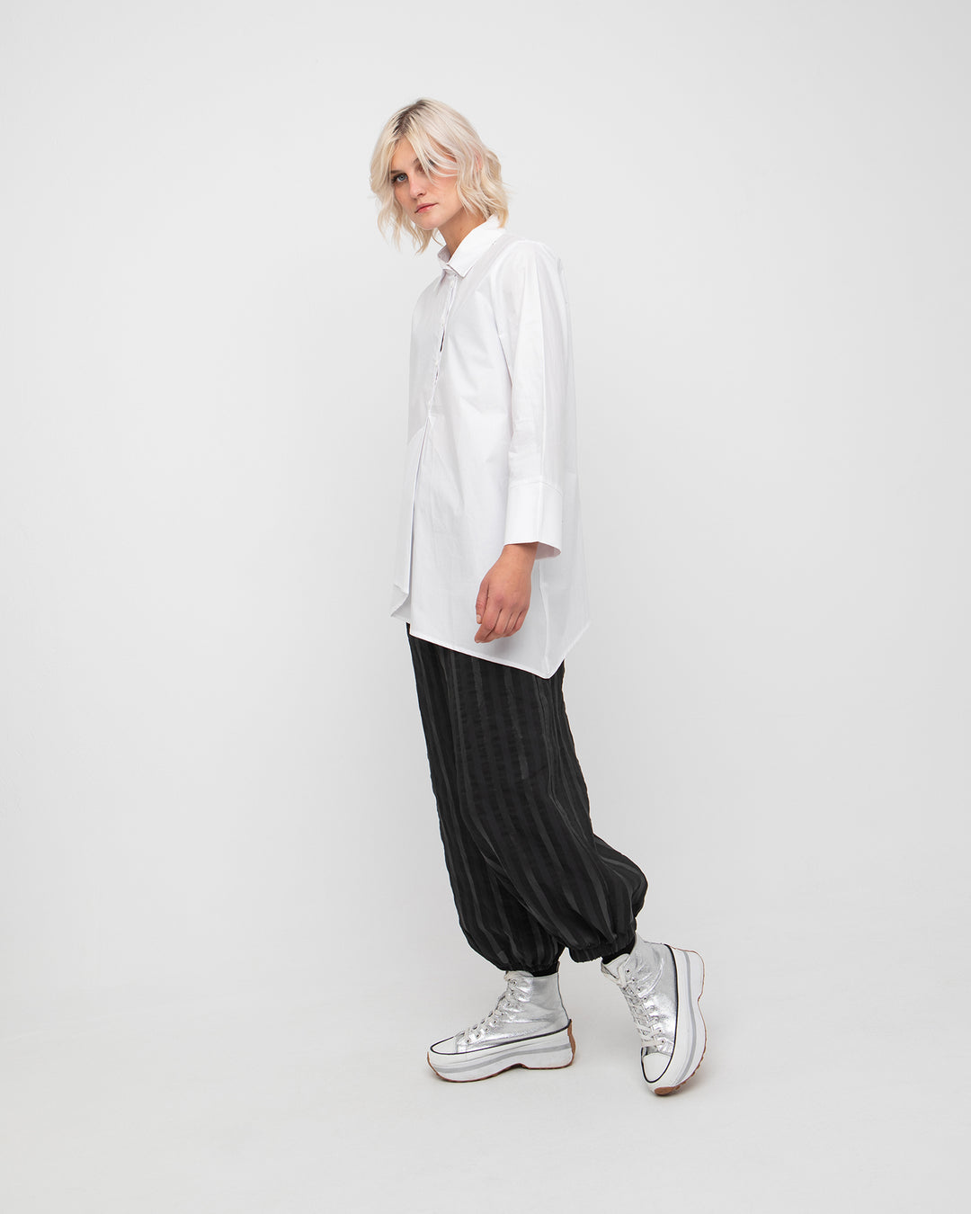 Ozai N Ku Noctra Lantern Trouser, Black Stripes