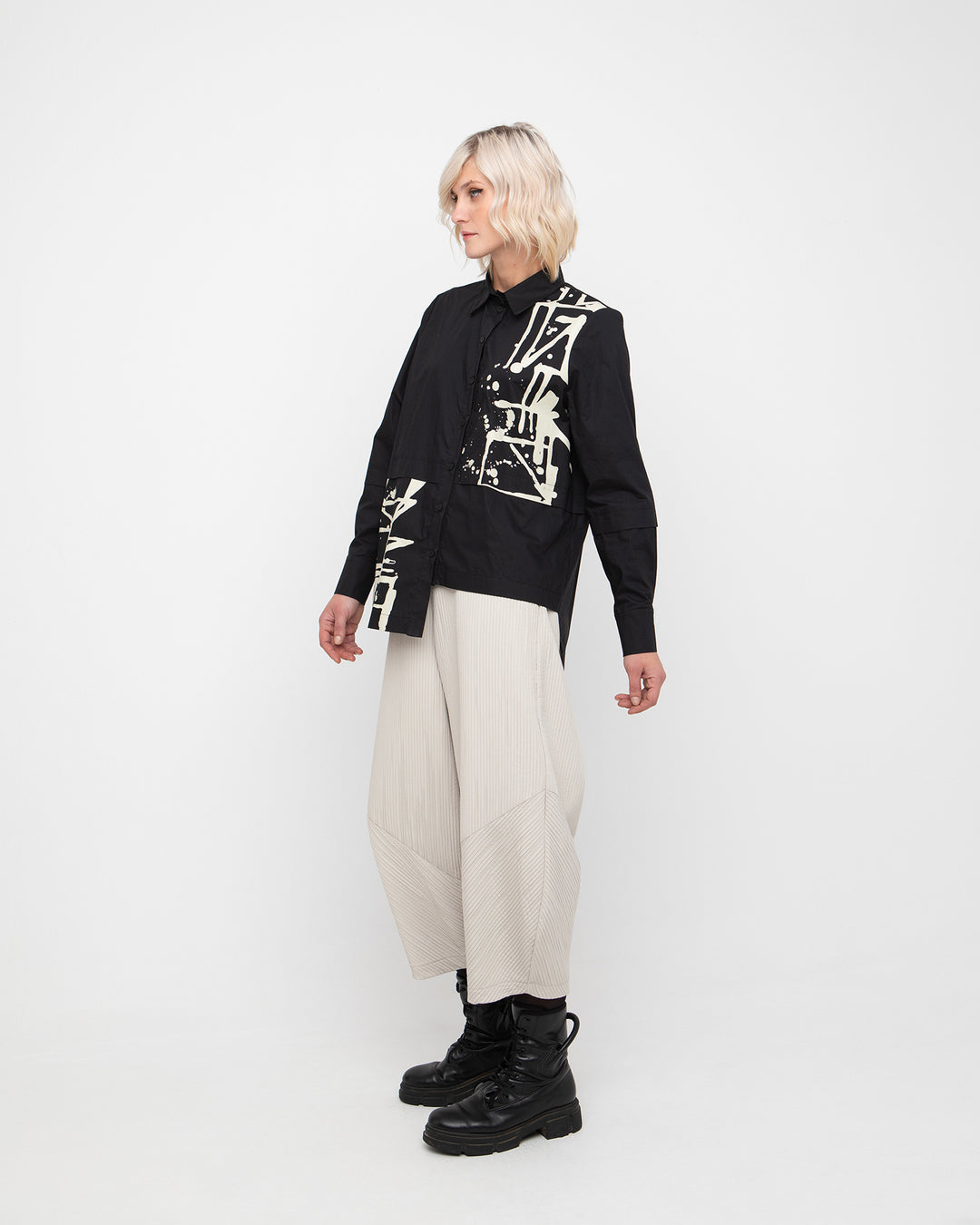 Ozai N Ku Chione Pleated Lantern Pant, Ice
