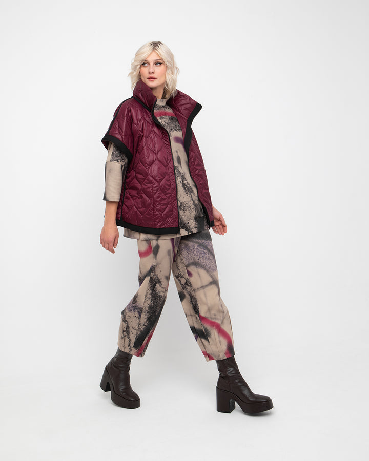 Ozai N Ku Dione Cinch Reversible Vest, Burgundy