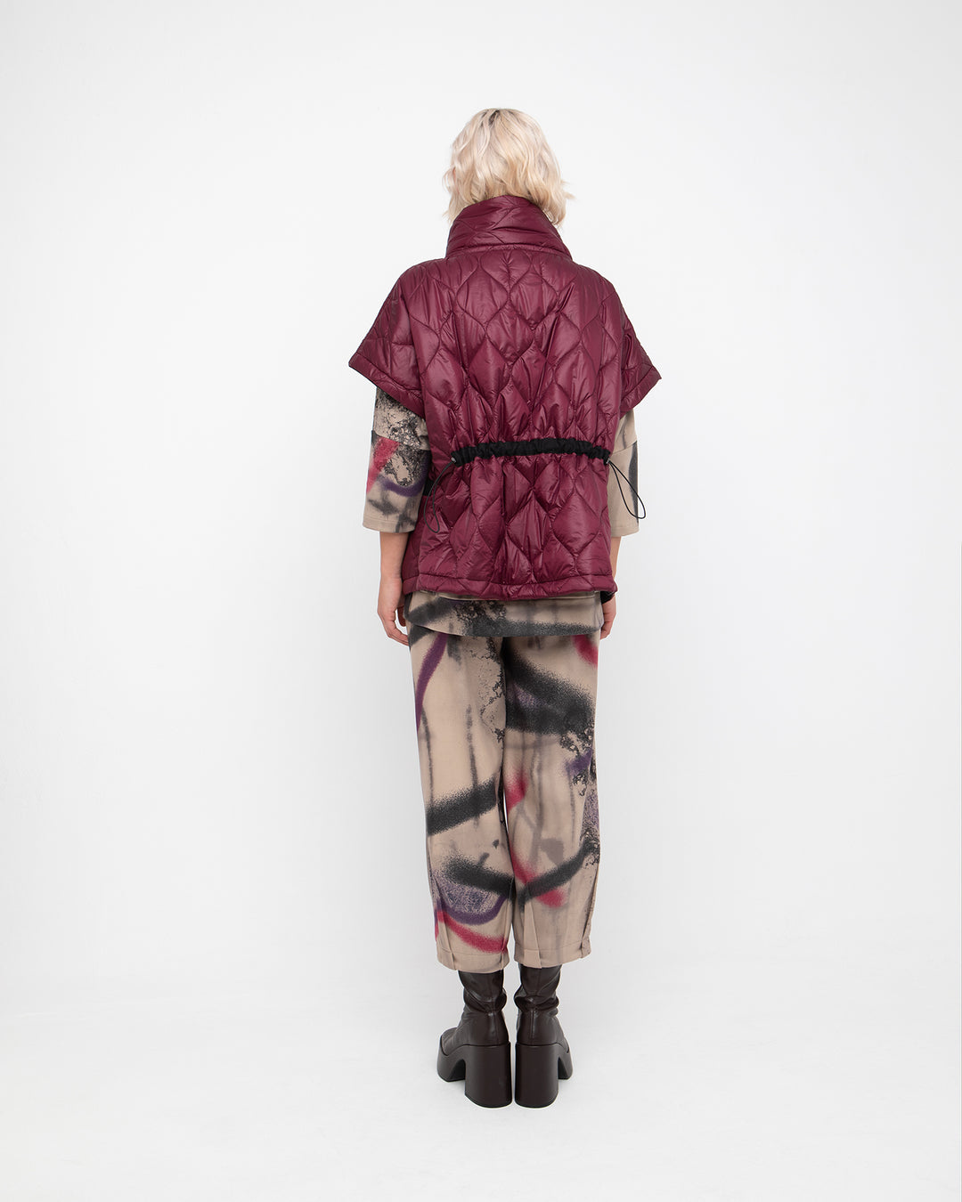 Ozai N Ku Dione Cinch Reversible Vest, Burgundy