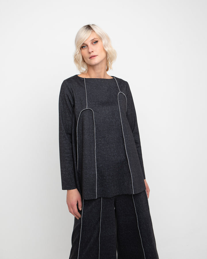 Ozai N Ku Achlys Top, Black Denim
