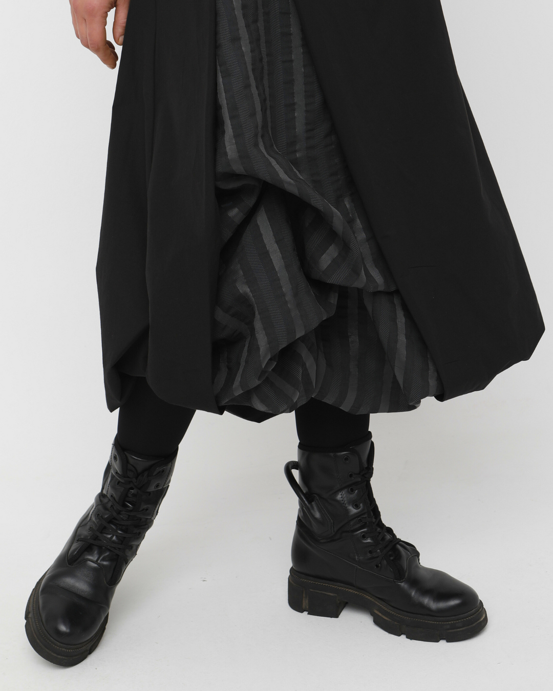 Ozai N Ku Moirai Gathered Dress and Cowl, Black
