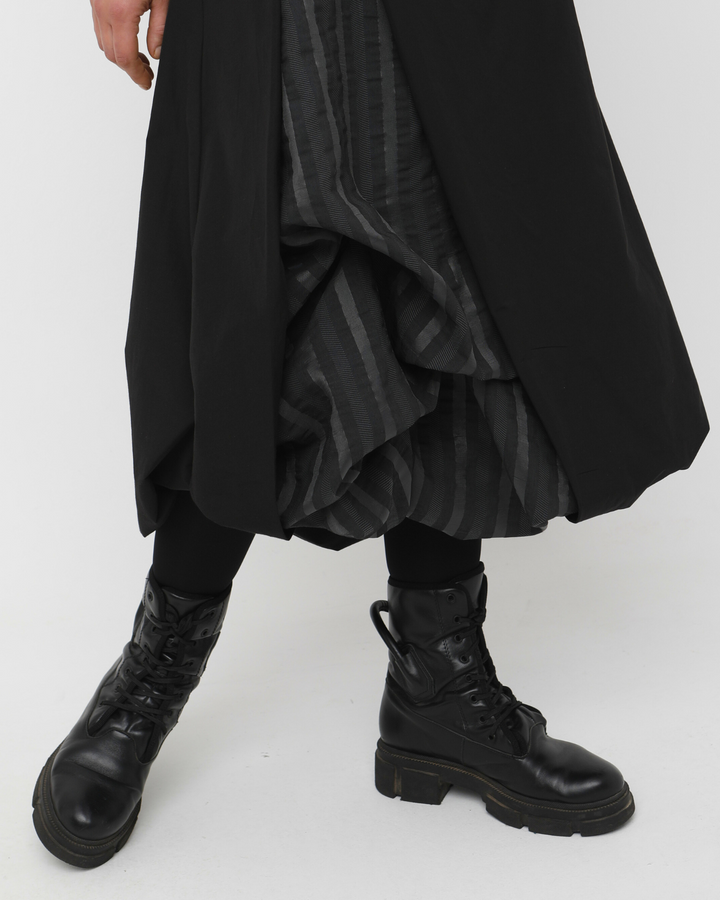 Ozai N Ku Moirai Gathered Dress and Cowl, Black