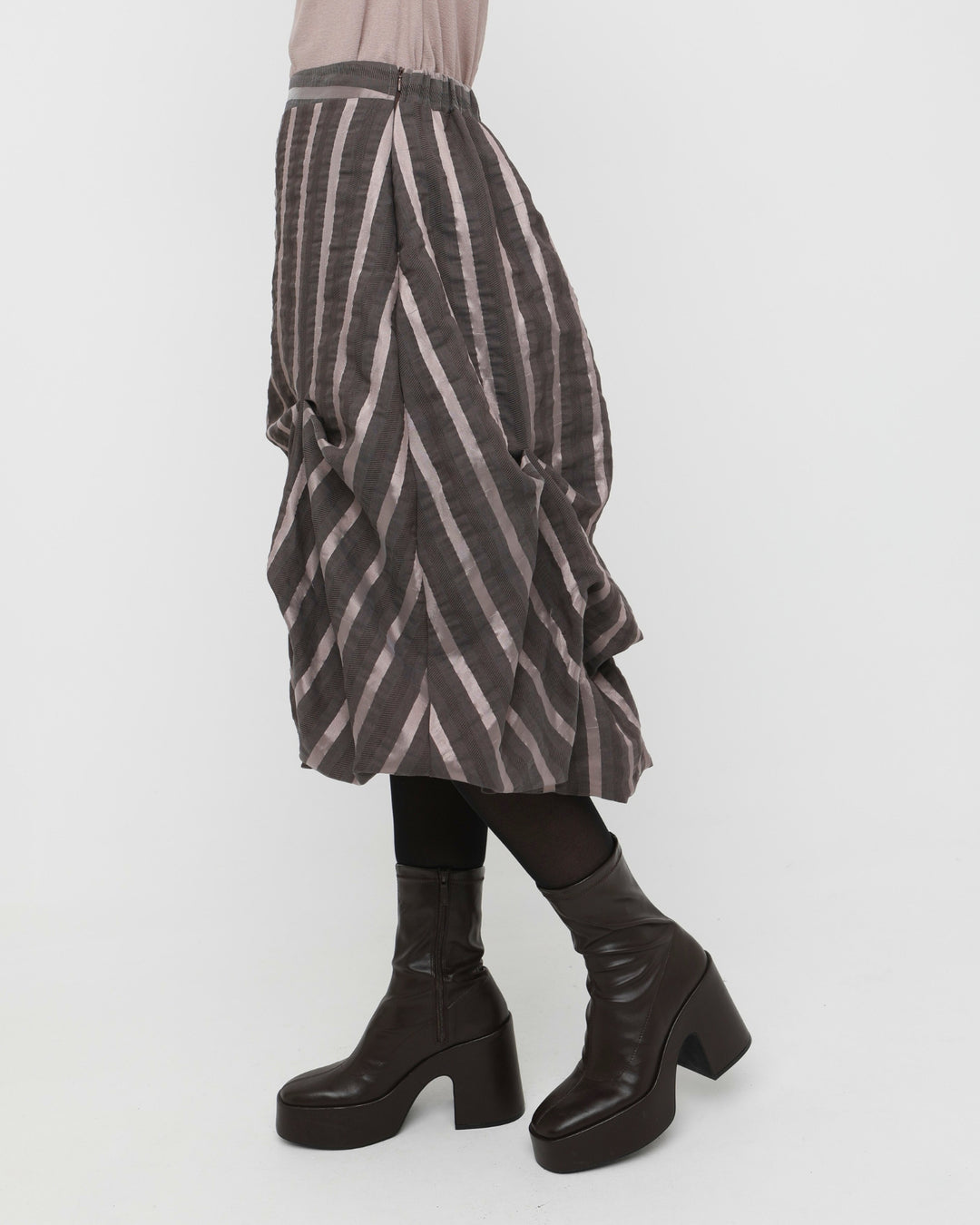 Ozai N Ku Moondust Gathered Skirt, Pink Stripes
