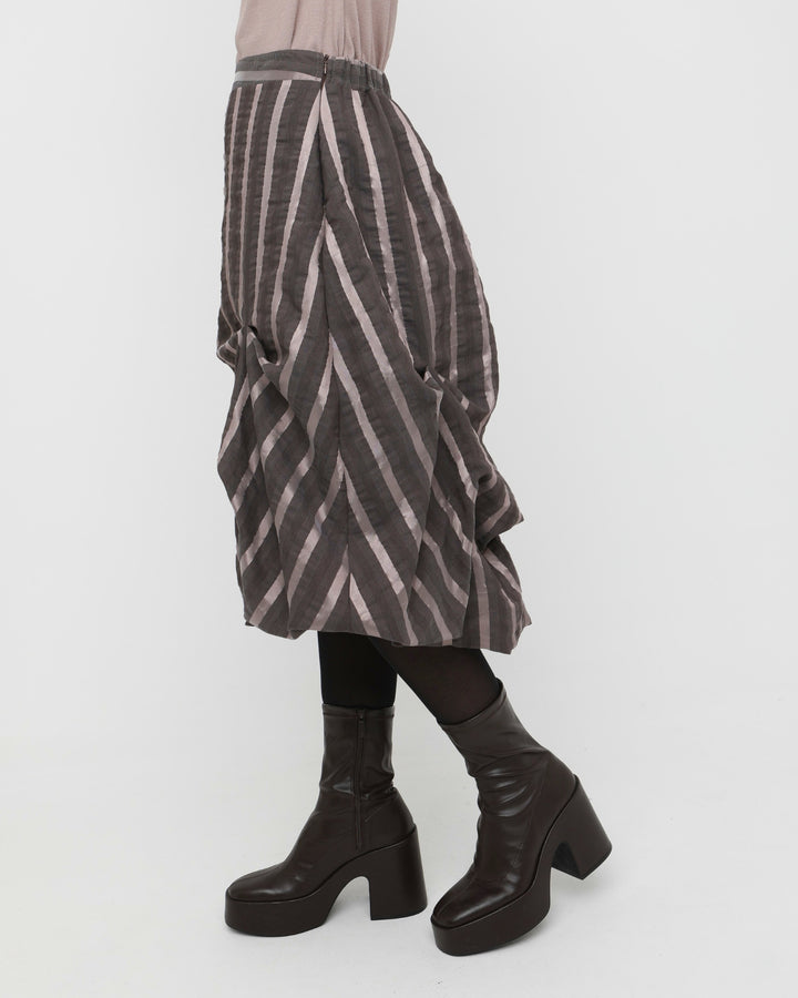 Ozai N Ku Moondust Gathered Skirt, Pink Stripes