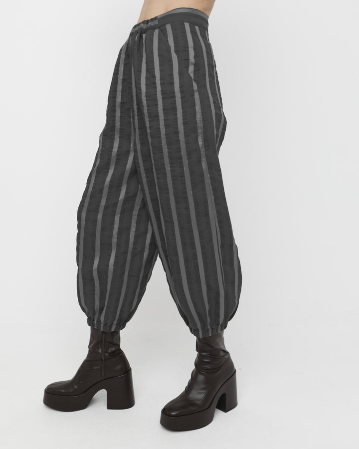 Ozai N Ku Noctra Lantern Trouser, Black Stripes
