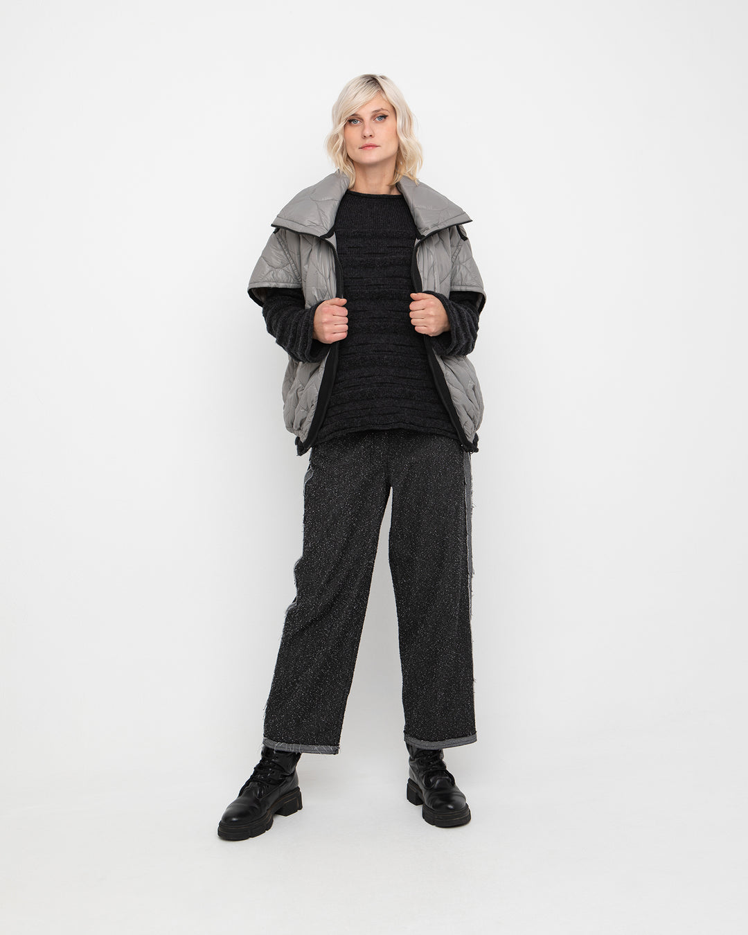 Ozai N Ku Umbra Textured Trouser, Grey Denim