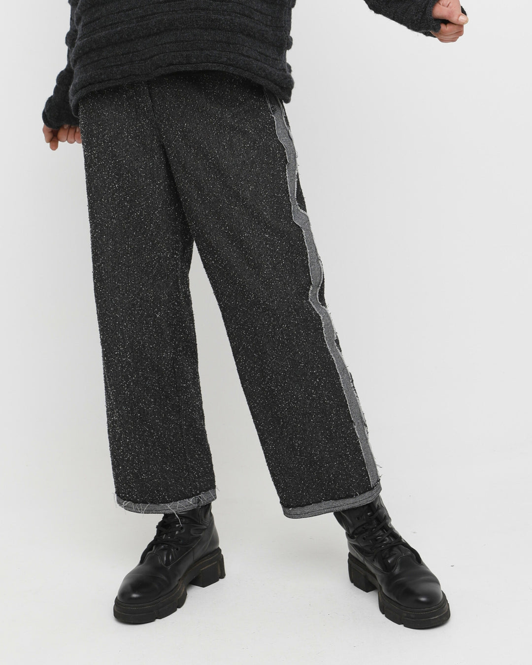 Ozai N Ku Umbra Textured Trouser, Grey Denim