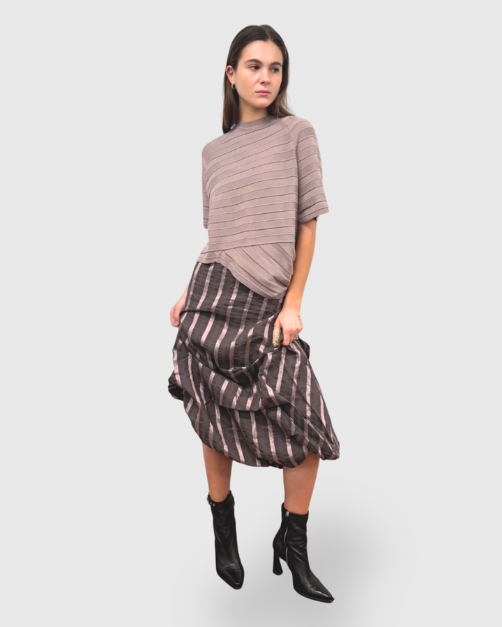 Ozai N Ku Moondust Gathered Skirt, Pink Stripes