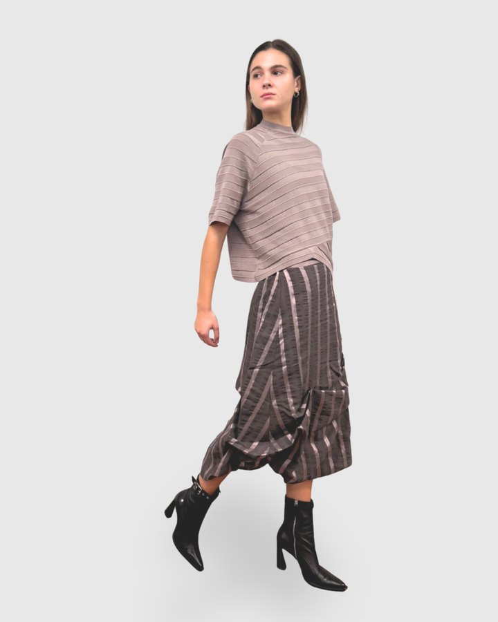 Ozai N Ku Moondust Gathered Skirt, Pink Stripes