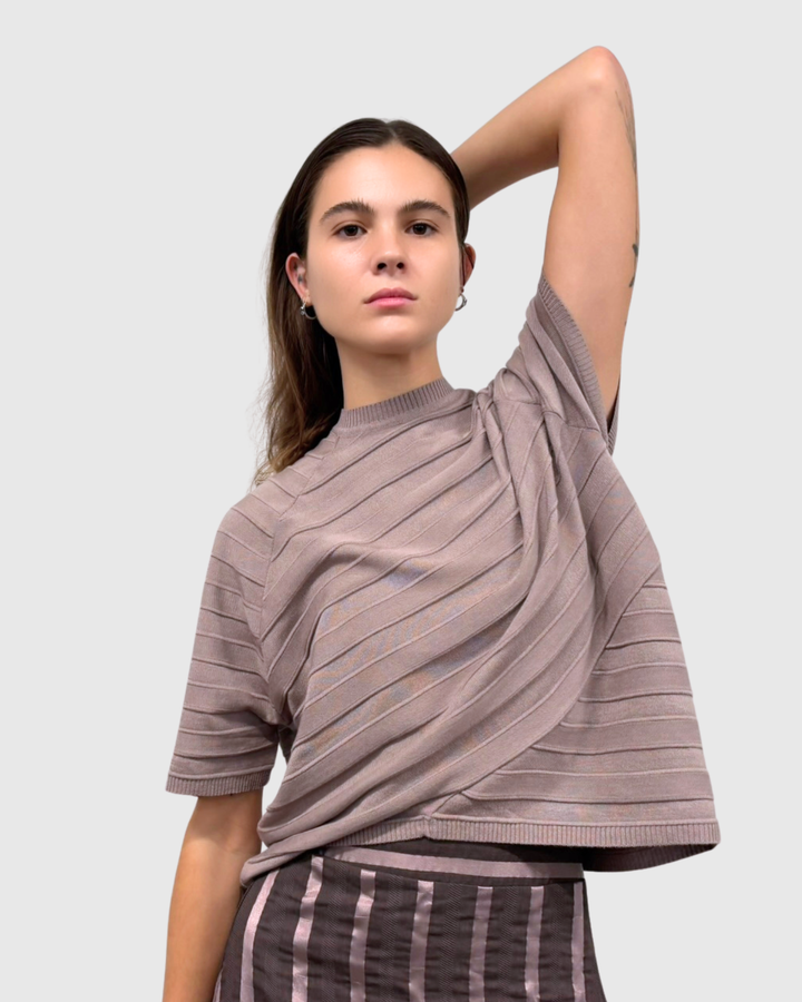 Ozai N Ku Quartz Cropped Sweater, Pink