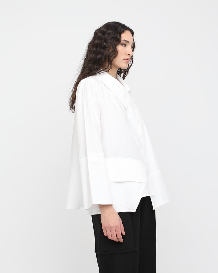 Ozai N Ku Offbeat Oversized Shirt, White