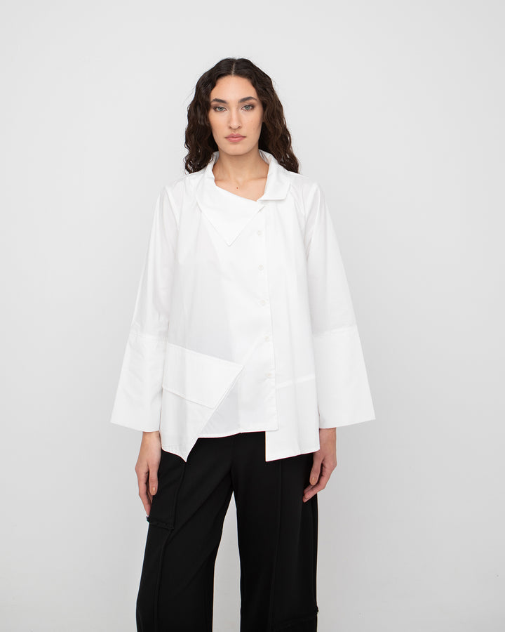 Ozai N Ku Offbeat Oversized Shirt, White