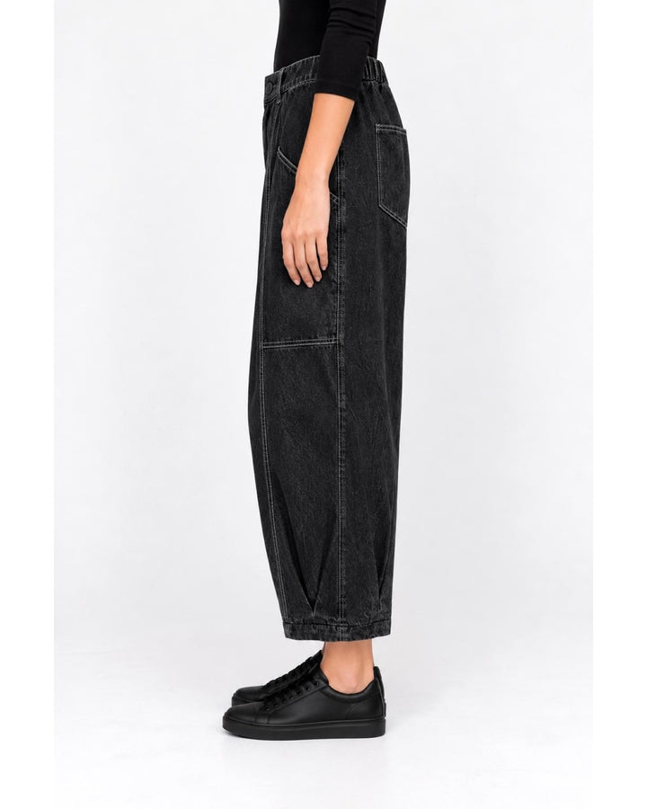 Ozai N Ku Crop Denim Trouser, Black Denim