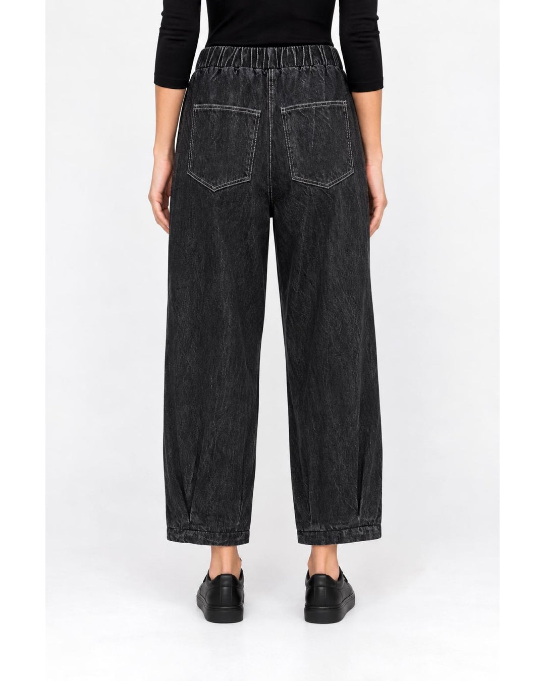 Ozai N Ku Crop Denim Trouser, Black Denim