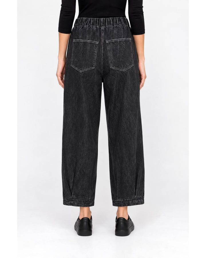 Ozai N Ku Crop Denim Trouser, Black Denim