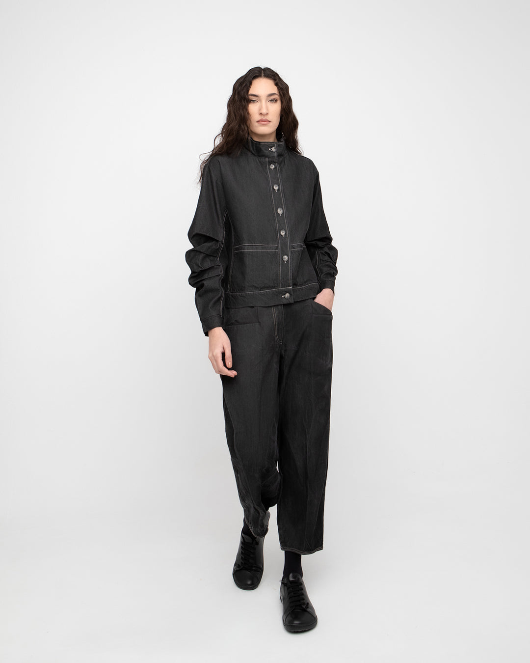Ozai N Ku Easy Denim Trouser, Black Denim