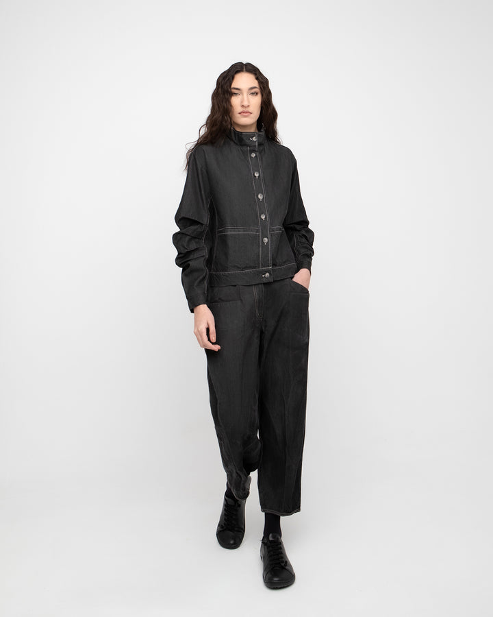 Ozai N Ku Easy Denim Trouser, Black Denim