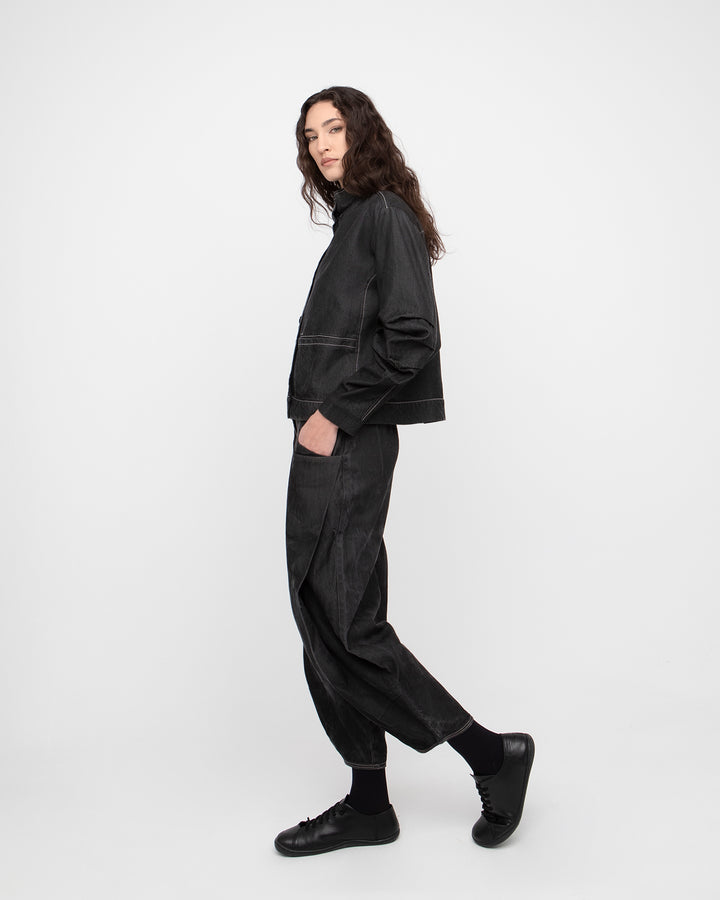 Ozai N Ku Easy Denim Trouser, Black Denim