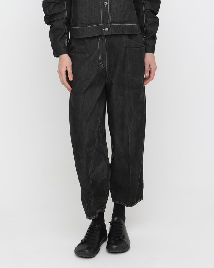 Ozai N Ku Easy Denim Trouser, Black Denim