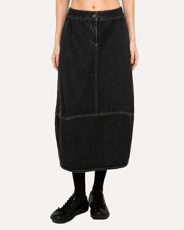 Ozai N Ku Denim Cocoon Skirt, Black Denim