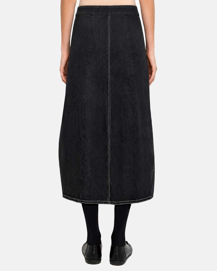 Ozai N Ku Denim Cocoon Skirt, Black Denim