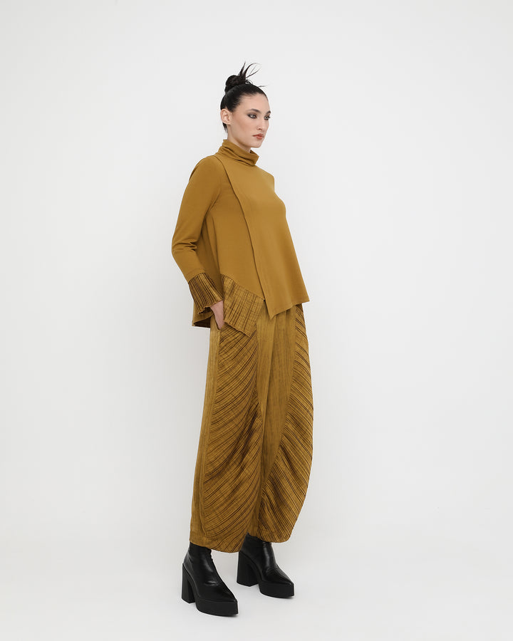Ozai N Ku Accordion Lantern Pants, Mustard