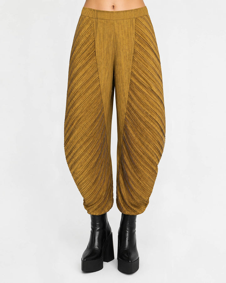 Ozai N Ku Accordion Lantern Pants, Mustard