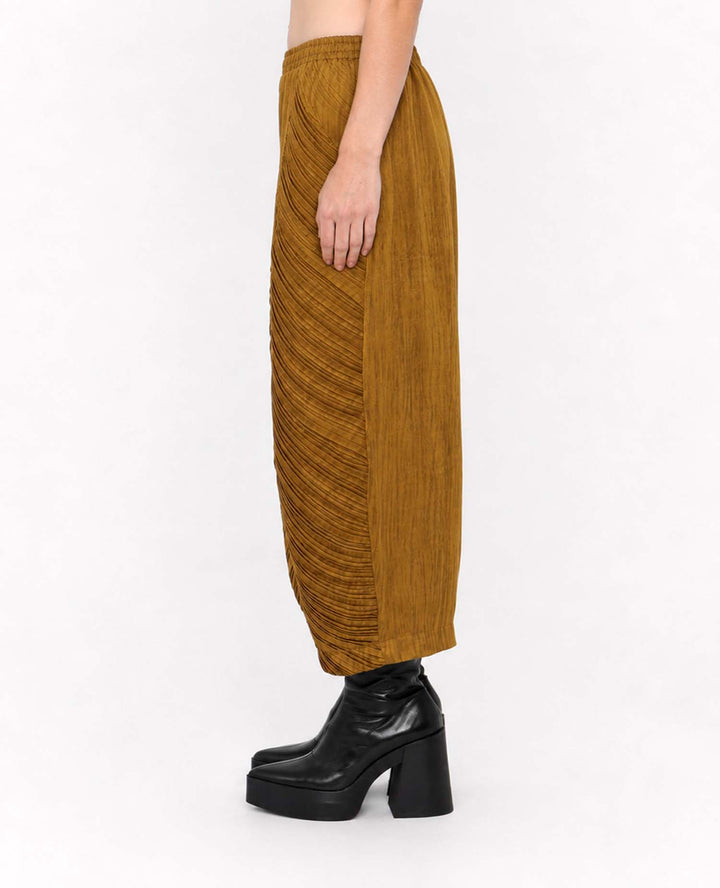 Ozai N Ku Accordion Lantern Pants, Mustard