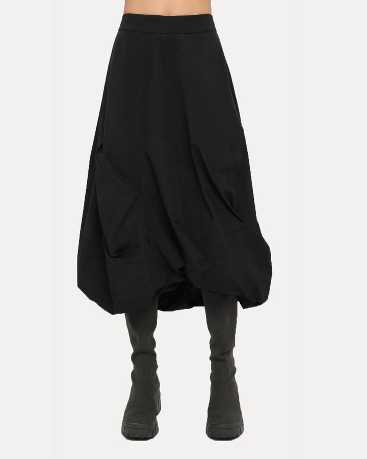 Ozai N Ku Tucked Taffeta Skirt, Black