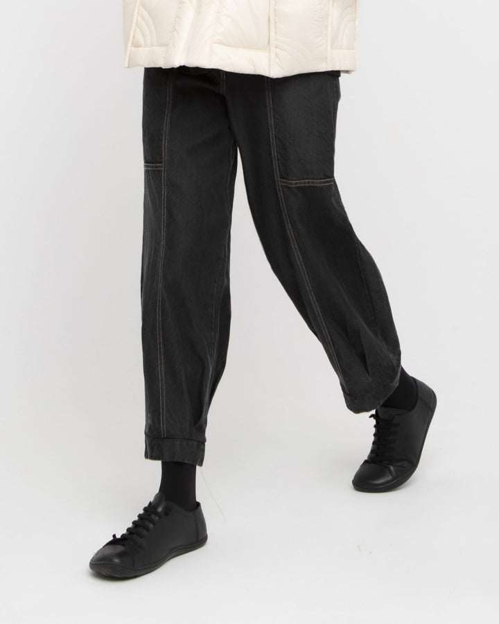 Ozai N Ku Crop Denim Trouser, Black Denim