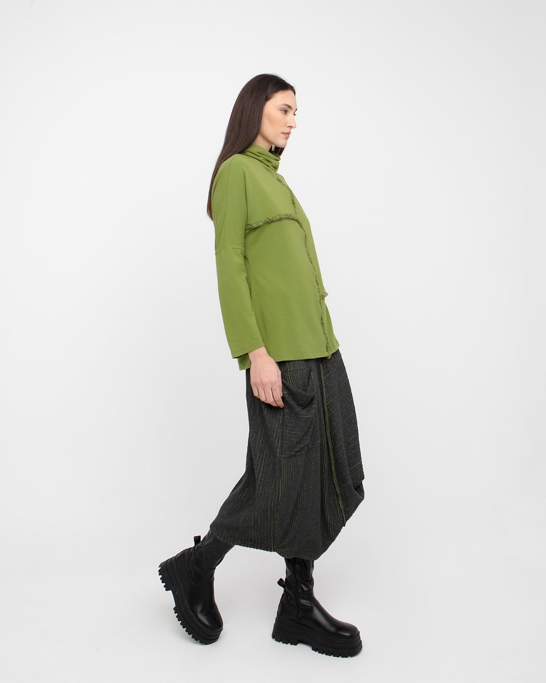 Ozai N Ku Intaglio Draped Skirt, Grey/Green