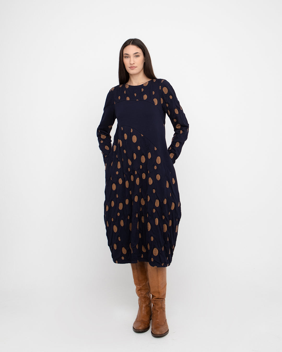 Ozai N Ku Verdigris Dress, Navy/Mustard