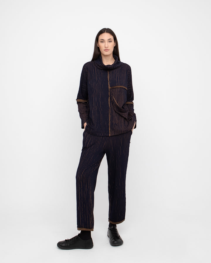 Ozai N Ku Inkwell Top, Navy/Mustard