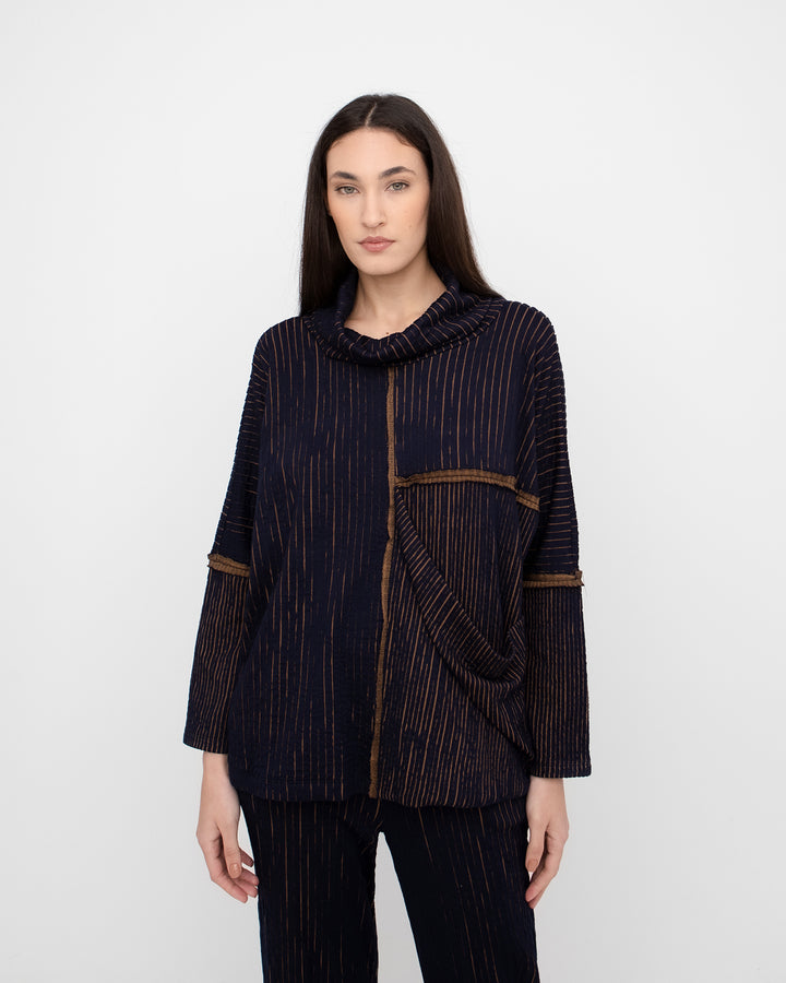 Ozai N Ku Inkwell Top, Navy/Mustard
