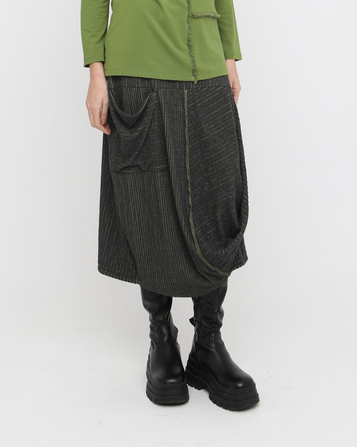 Ozai N Ku Intaglio Draped Skirt, Grey/Green