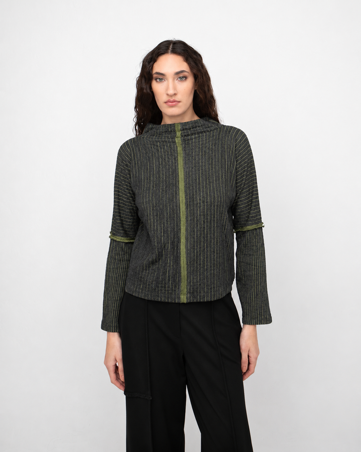 Ozai N Ku Emboss Top, Grey/Green