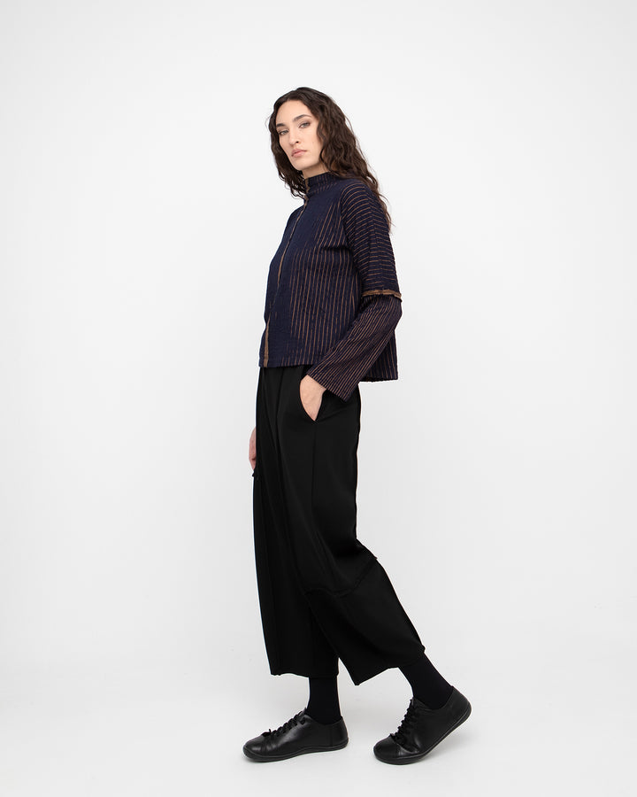 Ozai N Ku Emboss Top, Navy/Mustard