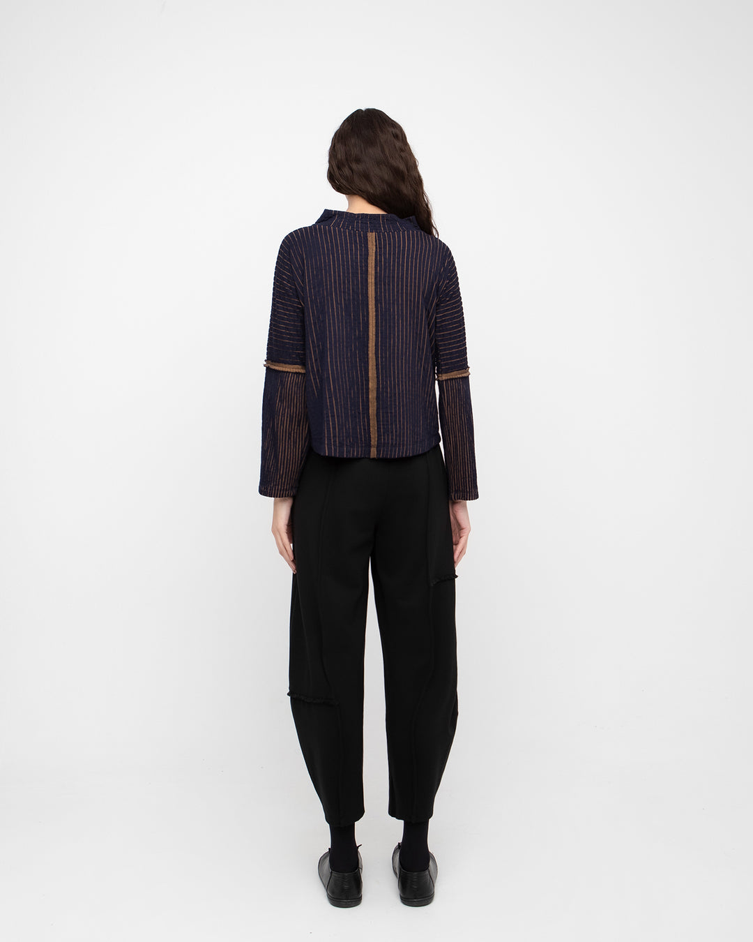 Ozai N Ku Emboss Top, Navy/Mustard