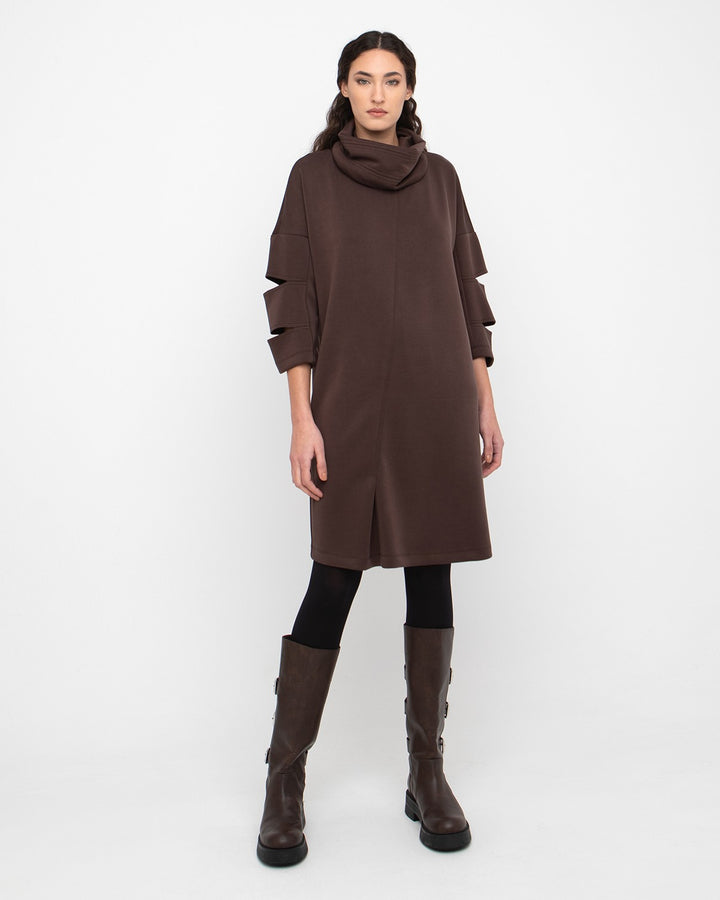 Ozai N Ku Sliced Dress & Cowl, Chocolate