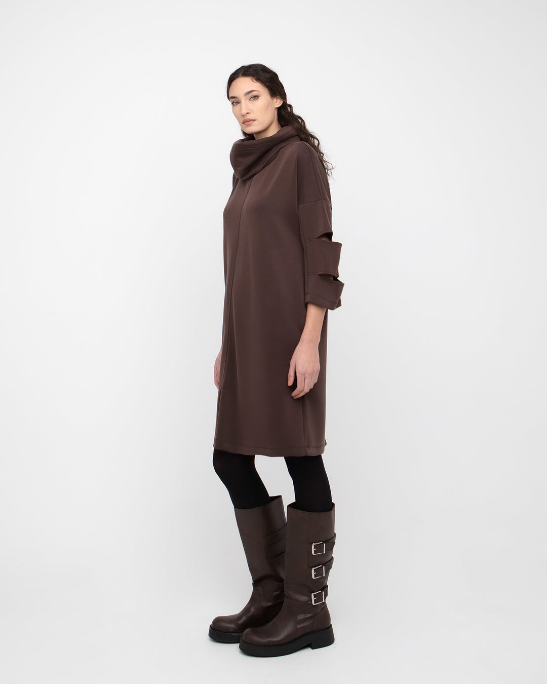 Ozai N Ku Sliced Dress & Cowl, Chocolate