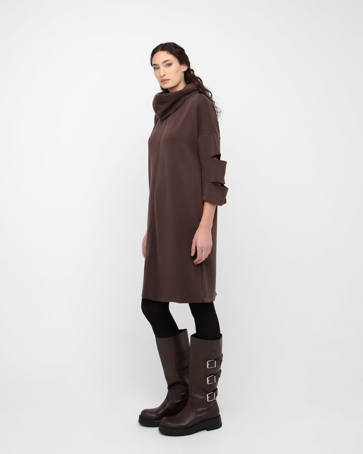 Ozai N Ku Sliced Dress & Cowl, Chocolate