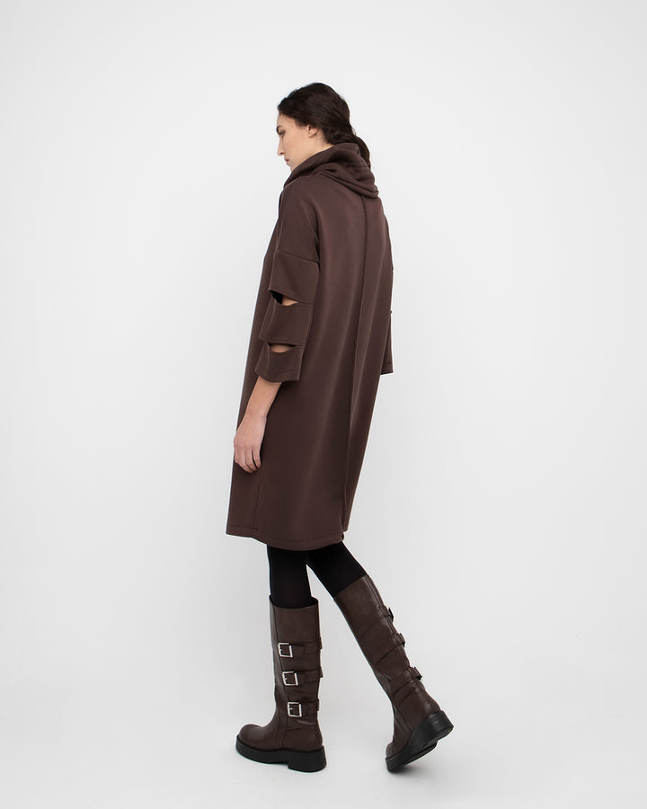 Ozai N Ku Sliced Dress & Cowl, Chocolate