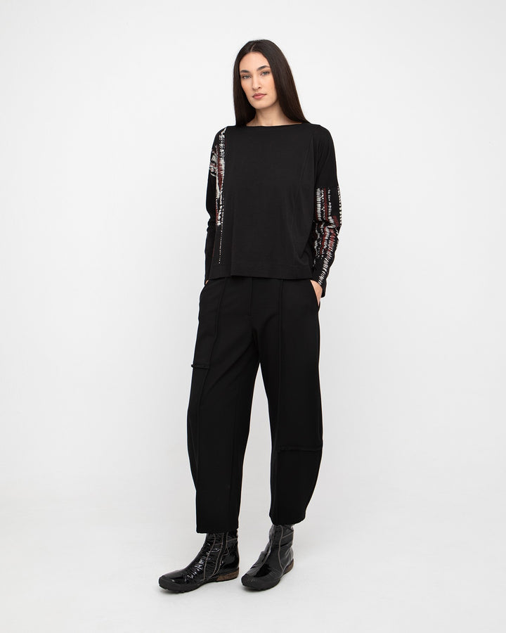 Ozai N Ku Crosshatch Boxy Tee, Black