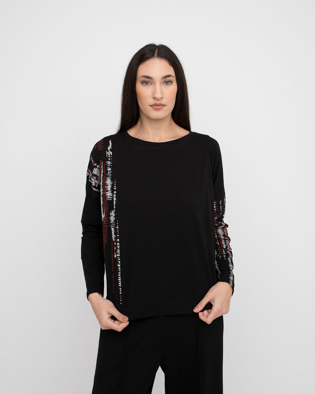 Ozai N Ku Crosshatch Boxy Tee, Black