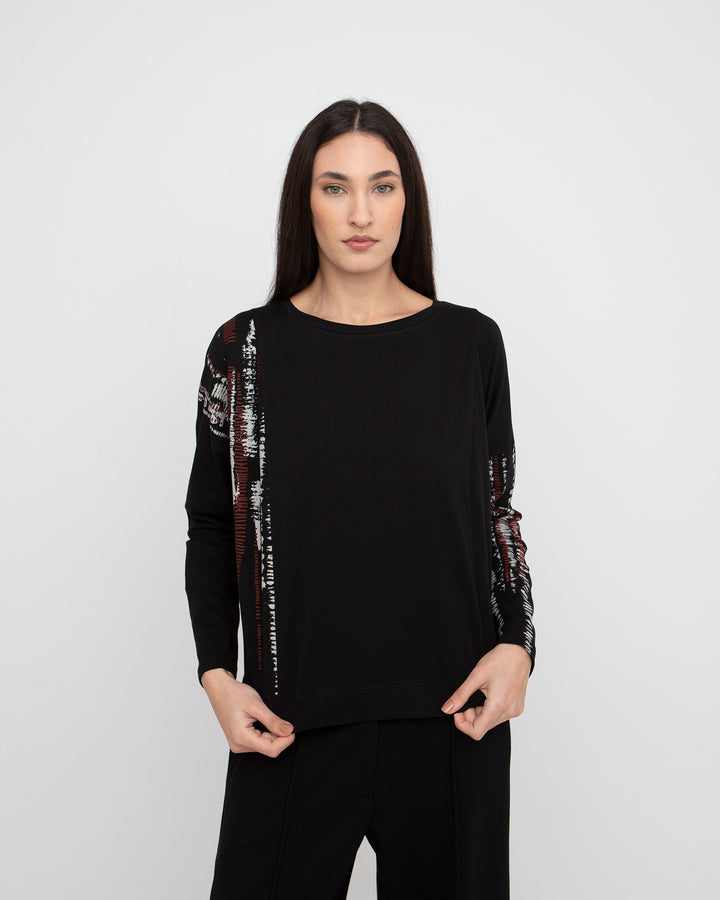 Ozai N Ku Crosshatch Boxy Tee, Black