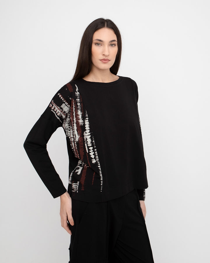 Ozai N Ku Crosshatch Boxy Tee, Black