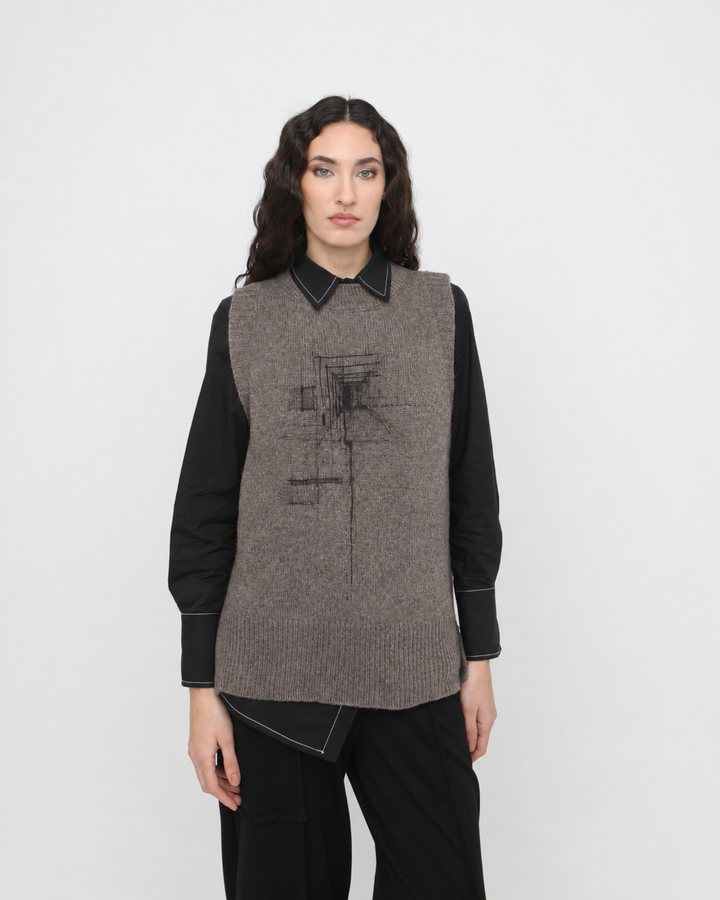 Ozai N Ku Seis Sweater Vest, Walnut