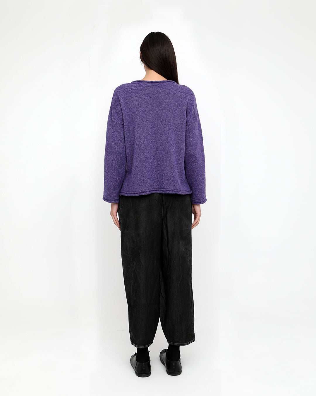 Ozai N Ku Stitching Crew Sweater, Purple/Black